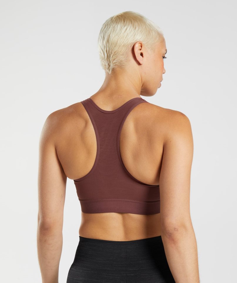 Women's Gymshark Racerback High Support Sports Bra Dark Brown | CA 683N7D